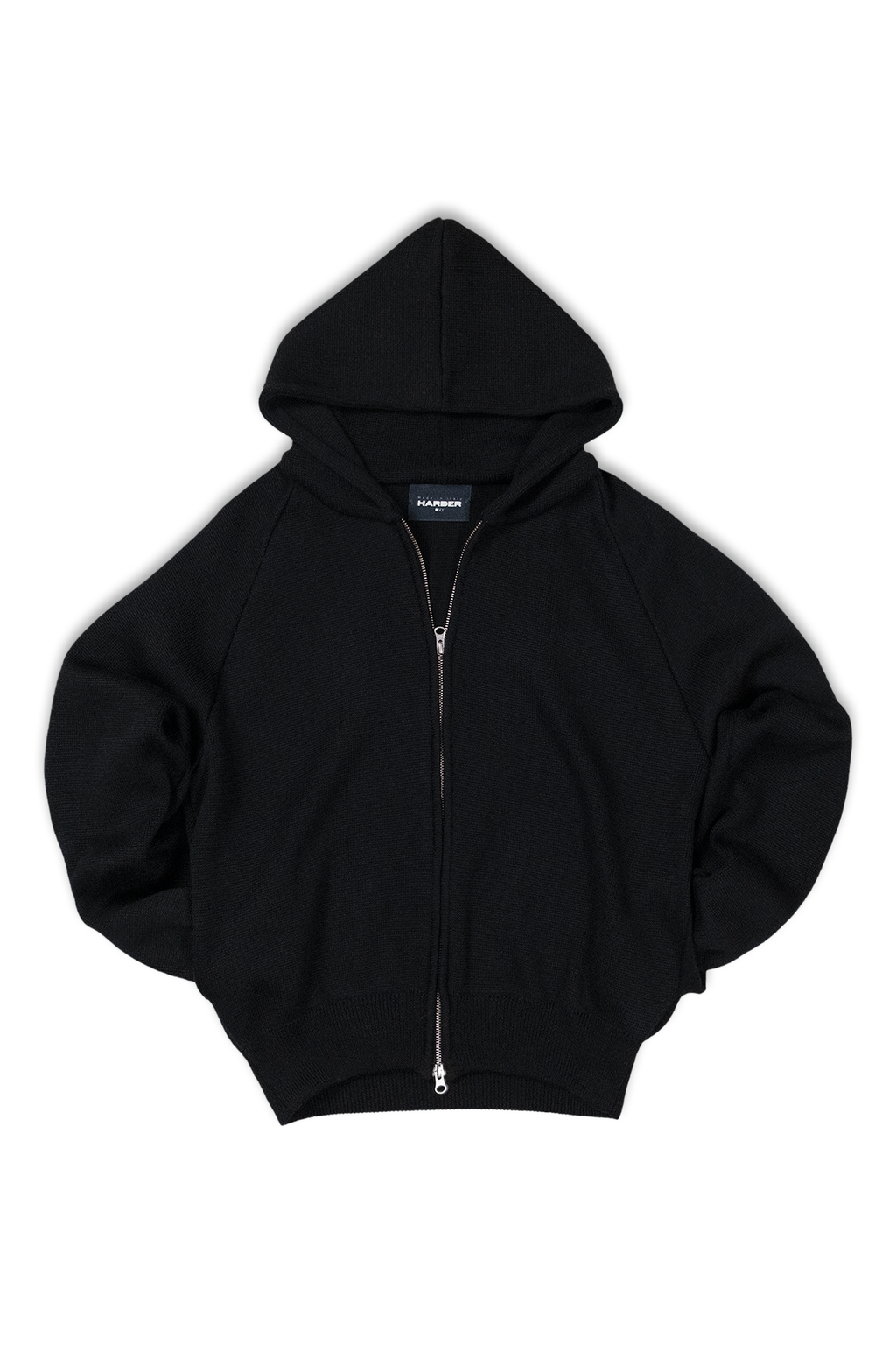 BLACK KNIT ZIP HOODIE JACKET