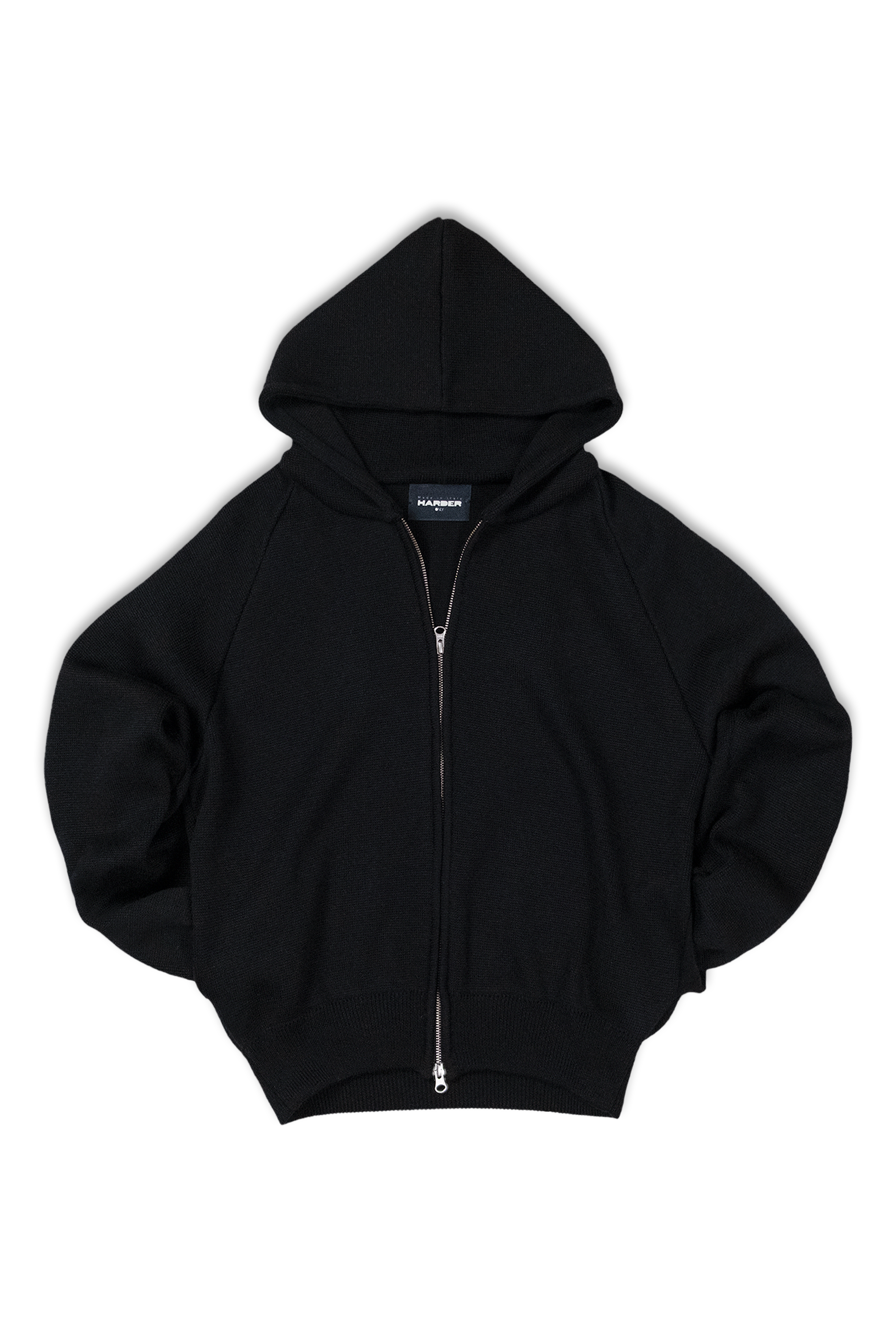 BLACK KNIT ZIP HOODIE JACKET