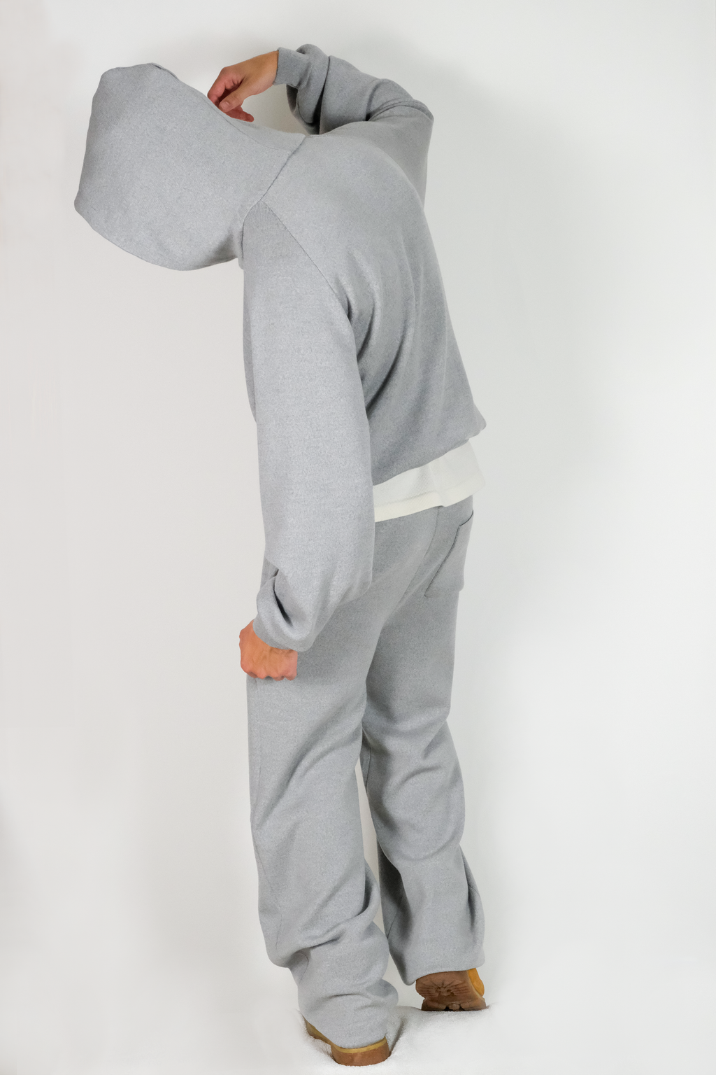 SILVER KNIT ZIP HOODIE