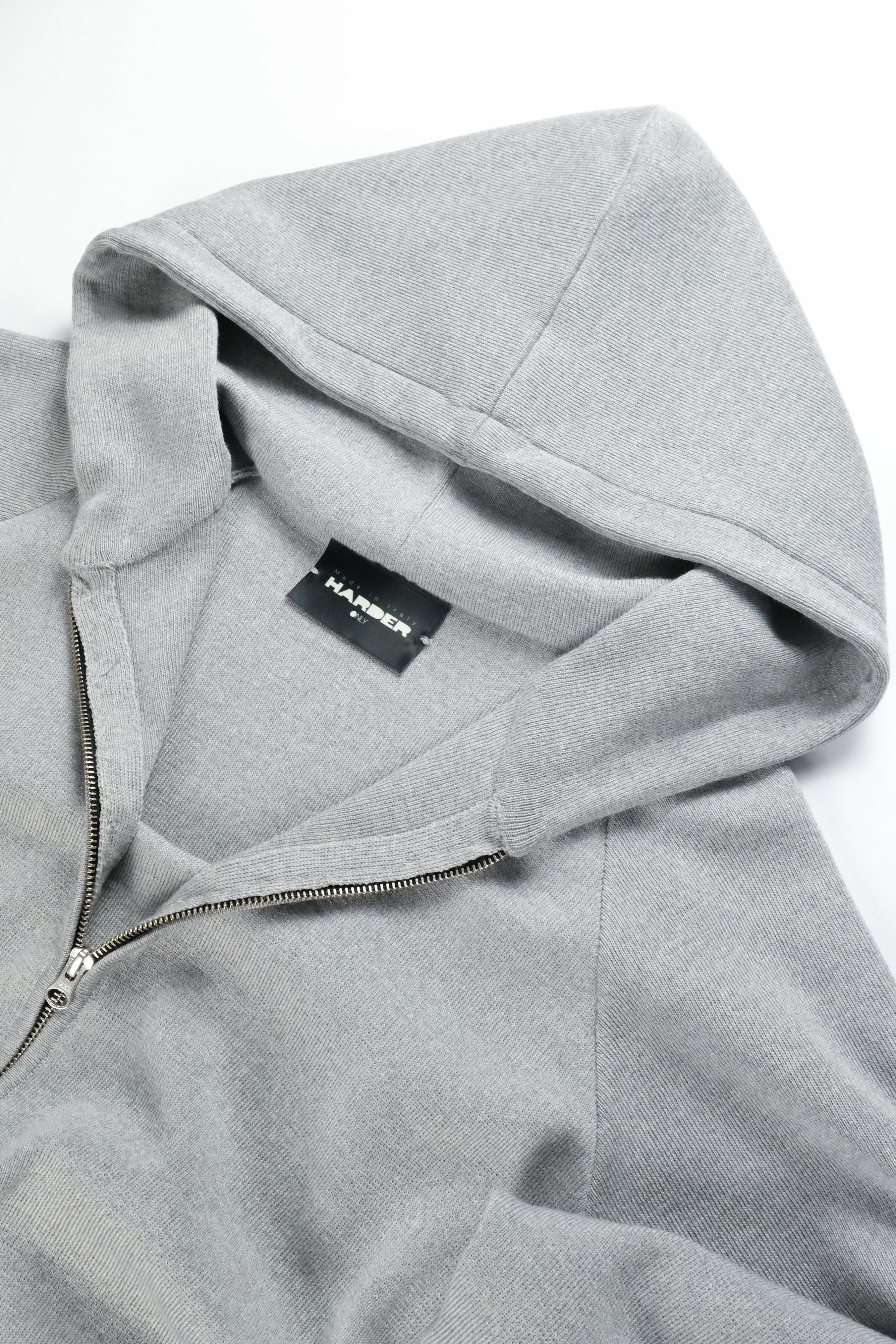 SILVER KNIT ZIP HOODIE